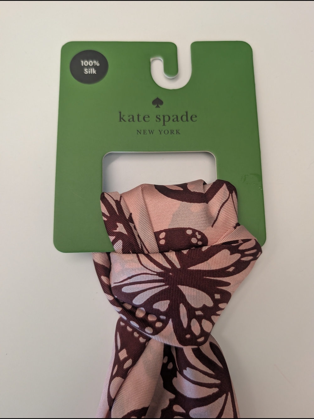 Pink Kate Spade Butterfly Print Silk Neck Scarf - Picture 4 of 8